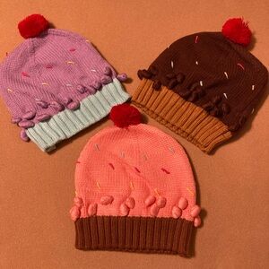 Colorful women’s/girls cupcake knit beanie hats